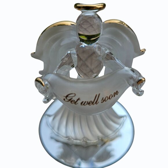 LaVori Originals Elegant Glass and 22 KT Gold "Get Well Soon" Angel Figurine - Picture 7 of 12